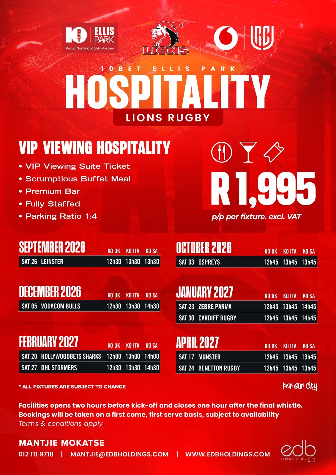Suites and hospitality at 10bet Ellis Park.